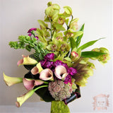 Buchet Cymbidium, Hippeastrum, Calla, Dracena, Black tie