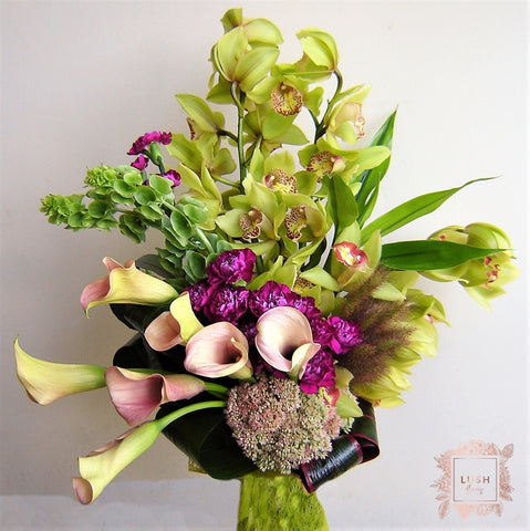 Buchet Cymbidium, Hippeastrum, Calla, Dracena, Black tie