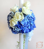 Lumanare sfera trandafiri & hydrangea bleu
